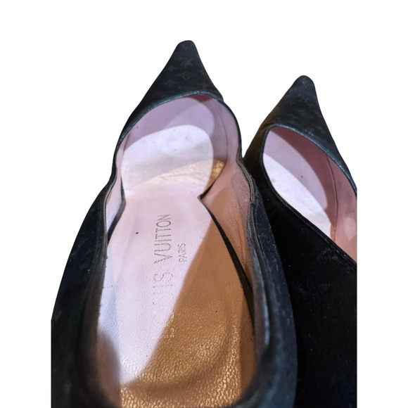 Louis Vuitton Black Monogram Mini Lin Satin Pumps in Box With COA - Picture 9 of 16